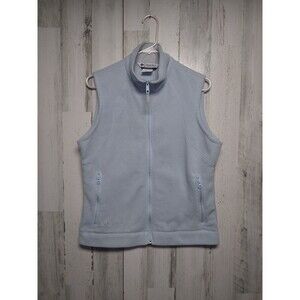 Columbia Fleece Vest Jacket Womens Medium Light Blue Full Zip High Neck pockets